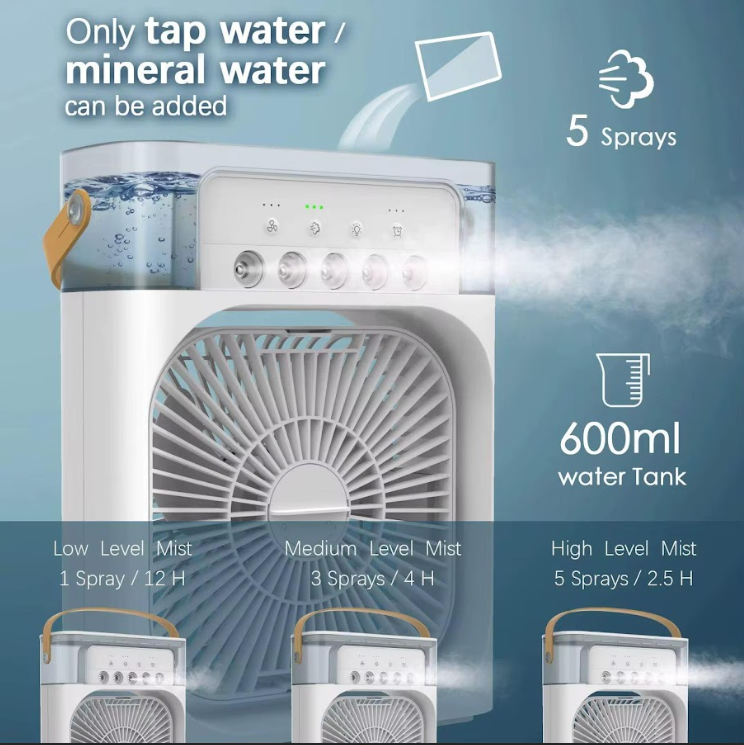 MINI VENTILADOR LUZ LED - HUMIDIFICADOR 3EN1 - MAIM11X