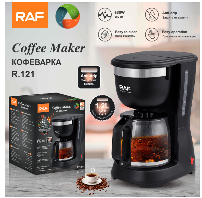 cafetera RAF compacta con filtro reutilizable, placa de calentamiento y cafetera para el hogar y la Oficina, 12 tazas