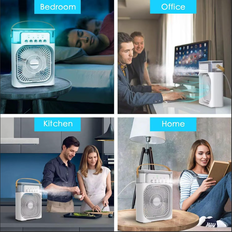 MINI VENTILADOR LUZ LED - HUMIDIFICADOR 3EN1 - MAIM11X