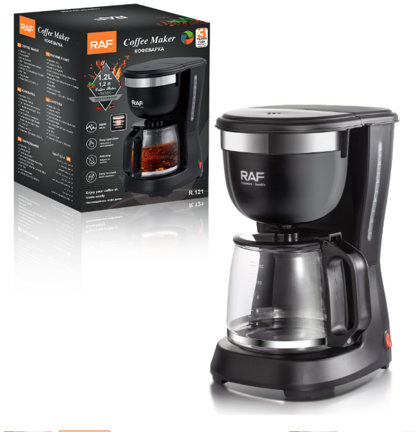 cafetera RAF compacta con filtro reutilizable, placa de calentamiento y cafetera para el hogar y la Oficina, 12 tazas