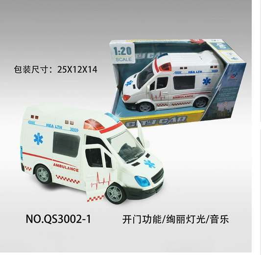 Ambulancia de fricción con luces y sonido.